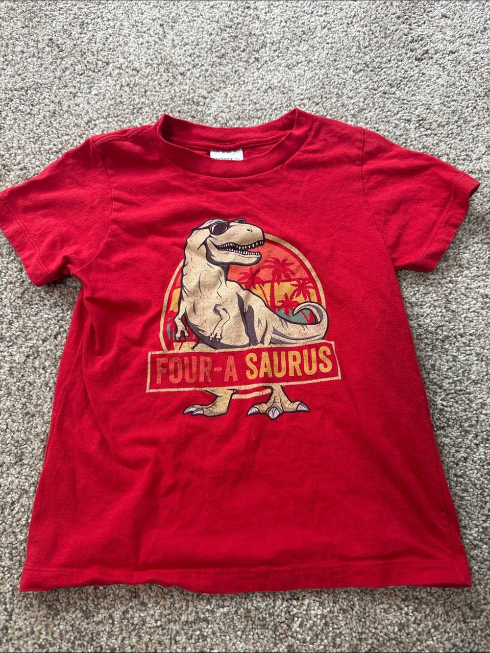 Red 'Four-A-Saurus' Kids Graphic Tee